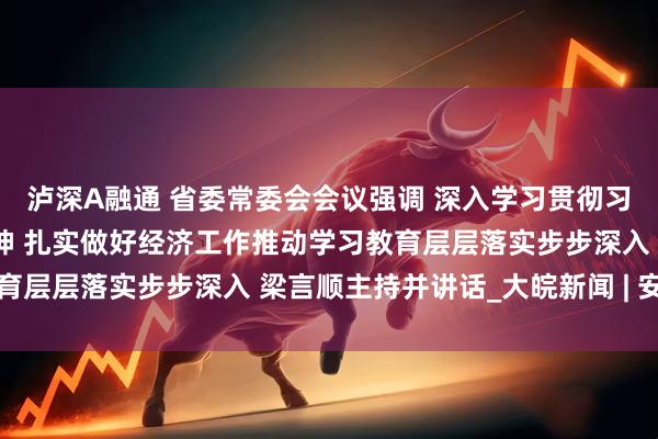 泸深A融通 省委常委会会议强调 深入学习贯彻习近平总书记重要讲话精神 扎实做好经济工作推动学习教育层层落实步步深入 梁言顺主持并讲话_大皖新闻 | 安徽网