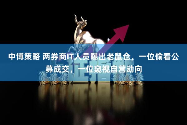 中博策略 两券商IT人员曝出老鼠仓，一位偷看公募成交，一位窥视自营动向