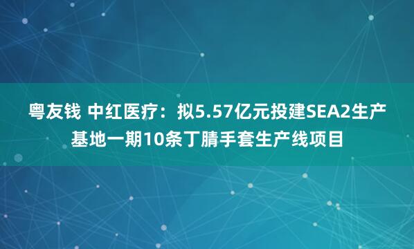 粤友钱 中红医疗：拟5.57亿元投建SEA2生产基地一期10条丁腈手套生产线项目